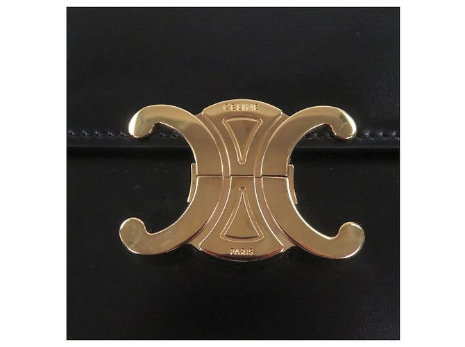 Céline Borsa a spalla Celine Teen in pelle di vitello lucida con hardware Triomphe Nero - vista 8