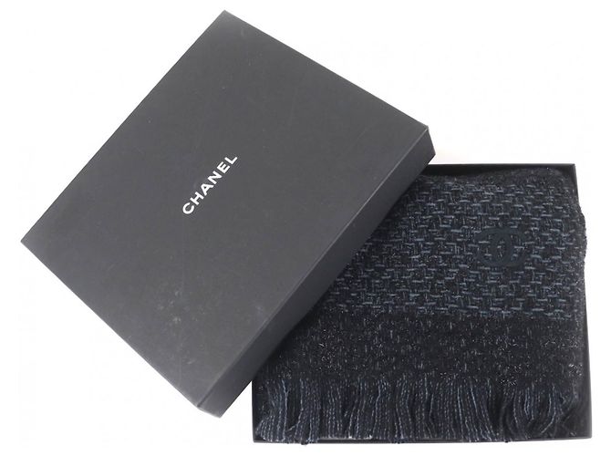 Stola in misto cashmere Chanel in nero e blu - vista 2