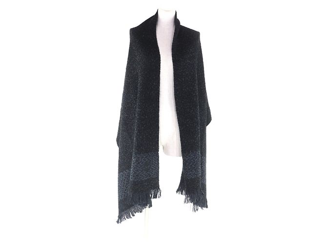 Stola in misto cashmere Chanel in nero e blu - vista 4