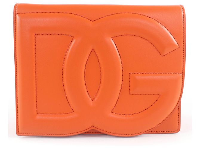 Dolce & Gabbana Borsa a Spalla/Clutch in Pelle DOLCE&GABBANA DG Logo 2 in 1 Arancione - vista 3