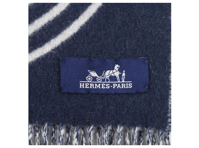 Stola in cashmere Casaque Vague di Hermès Bianco Blu navy - vista 6