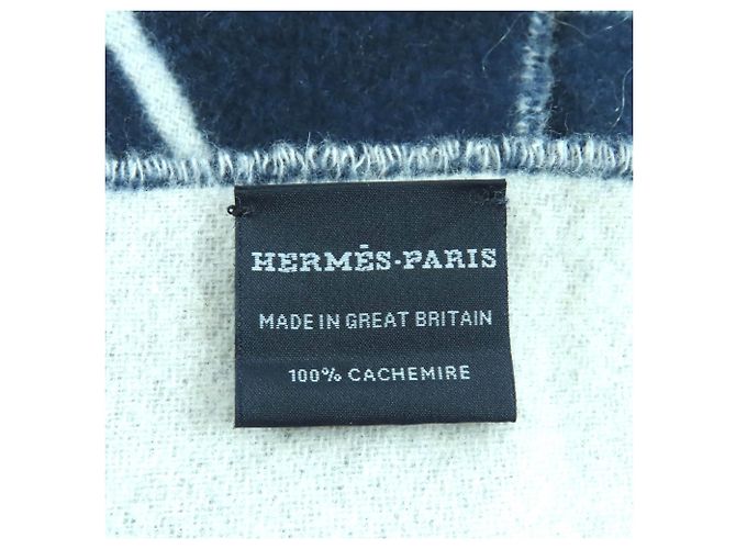 Stola in cashmere Casaque Vague di Hermès Bianco Blu navy - vista 7