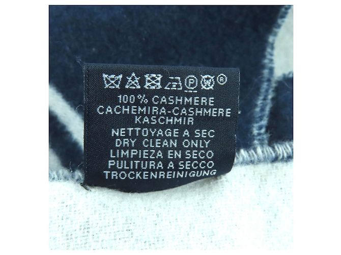Stola in cashmere Casaque Vague di Hermès Bianco Blu navy - vista 8