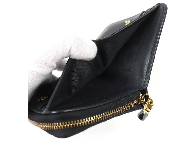 Schwarze Leder-Bi-Fold-Geldbörse von Christian Dior - Ansicht 5