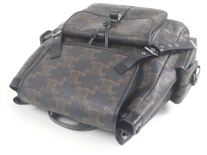 Céline Triomphe Rucksack aus beschichtetem Canvas CELINE 11181 Braun Schwarz - Ansicht 6