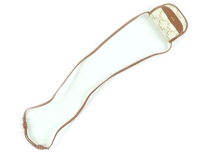 Céline Cartera de cuero con logo Triomphe CELINE Castaño Blanco - vista 8