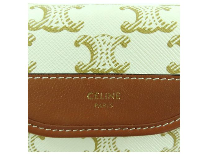 Céline Cartera de cuero con logo Triomphe CELINE Castaño Blanco - vista 9