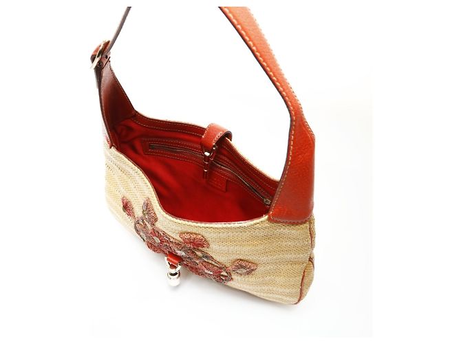 Borsa a Spalla in Rafia Gucci Jackie Beige - vista 12