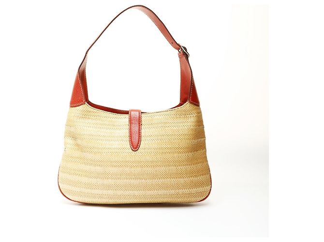 Borsa a Spalla in Rafia Gucci Jackie Beige - vista 2