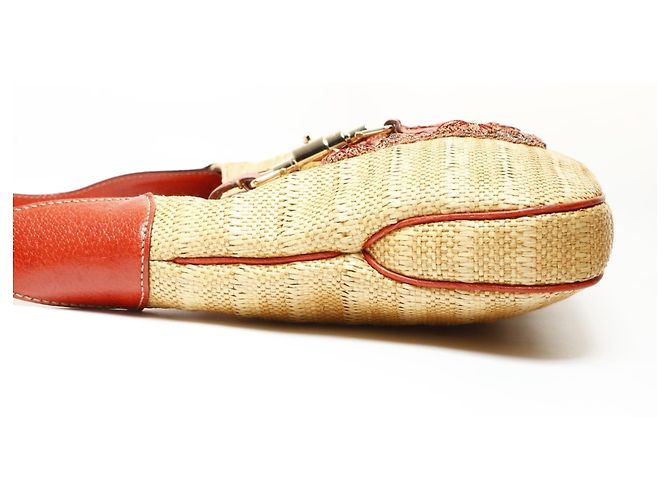Borsa a Spalla in Rafia Gucci Jackie Beige - vista 3
