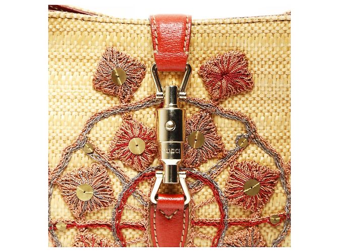 Borsa a Spalla in Rafia Gucci Jackie Beige - vista 8