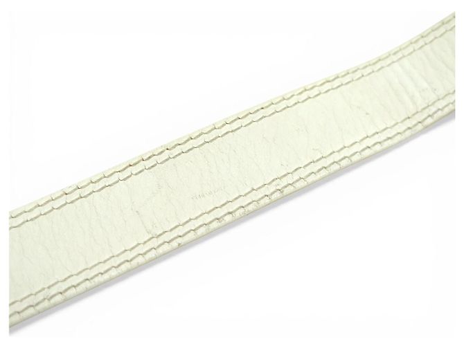 Céline VINTAGE CELINE PARIS GOLDEN BUCKLE PLANET WEISSES LEDER GÜRTEL T75 Weiß - Ansicht 11