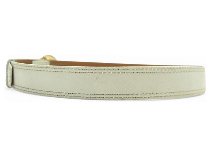 Céline VINTAGE CELINE PARIS GOLDEN BUCKLE PLANET WEISSES LEDER GÜRTEL T75 Weiß - Ansicht 3