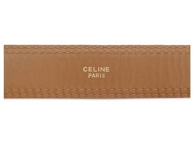 Céline VINTAGE CELINE PARIS GOLDEN BUCKLE PLANET WEISSES LEDER GÜRTEL T75 Weiß - Ansicht 5