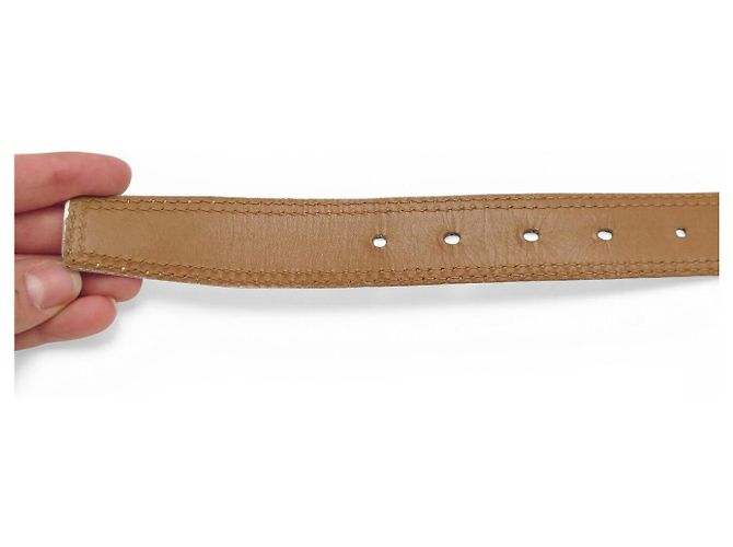 Céline VINTAGE CELINE PARIS GOLDEN BUCKLE PLANET WEISSES LEDER GÜRTEL T75 Weiß - Ansicht 9