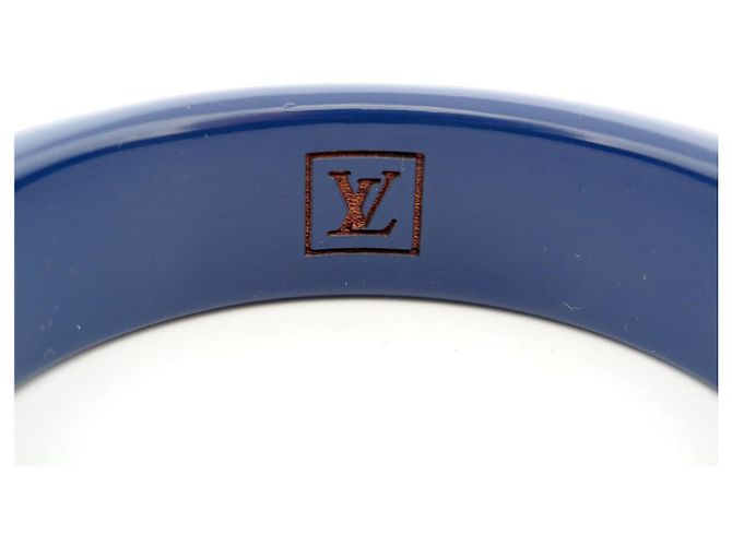 NUOVO BRACCIALE LOUIS VUITTON LEO MONOGRAM LOGO LV IN LEGNO LACCATO BLU - vista 5
