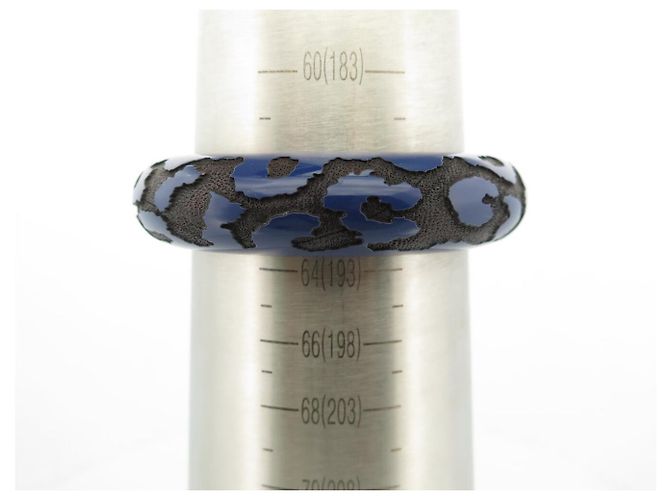 NUOVO BRACCIALE LOUIS VUITTON LEO MONOGRAM LOGO LV IN LEGNO LACCATO BLU - vista 8