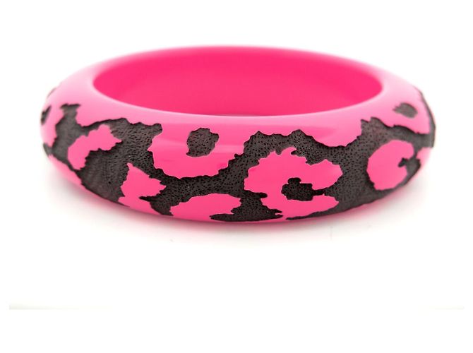 NUOVO BRACCIALE LOUIS VUITTON LEO MONOGRAM LOGO LV IN LEGNO LACCATO ROSA Fuschia - vista 3