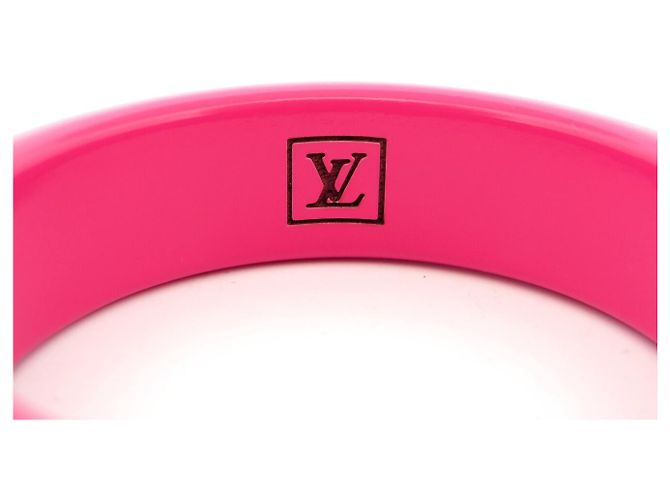 NUOVO BRACCIALE LOUIS VUITTON LEO MONOGRAM LOGO LV IN LEGNO LACCATO ROSA Fuschia - vista 5