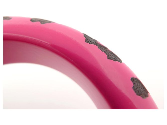 NUOVO BRACCIALE LOUIS VUITTON LEO MONOGRAM LOGO LV IN LEGNO LACCATO ROSA Fuschia - vista 7