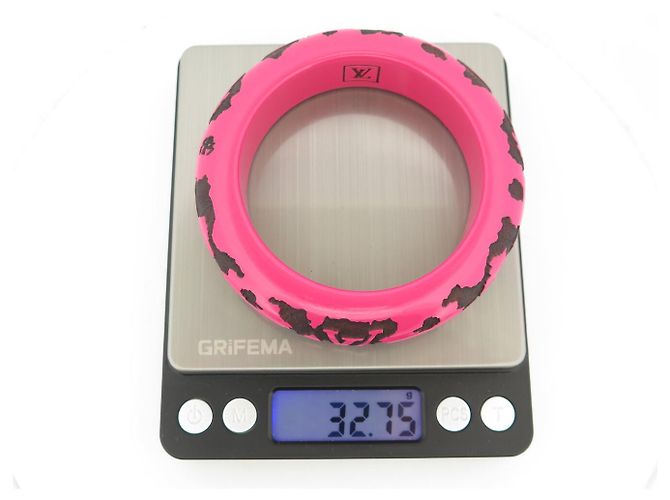 NUOVO BRACCIALE LOUIS VUITTON LEO MONOGRAM LOGO LV IN LEGNO LACCATO ROSA Fuschia - vista 8