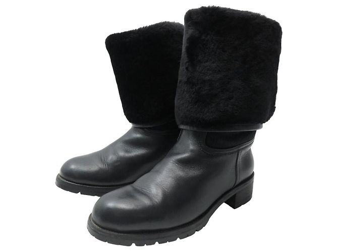 Hermès ZAPATOS HERMES BOTAS 36 CAVALERAS EN CUERO NEGRO Y SEDA FORRADAS - vista 12
