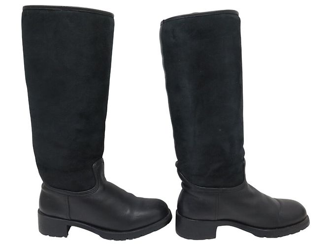 Hermès ZAPATOS HERMES BOTAS 36 CAVALERAS EN CUERO NEGRO Y SEDA FORRADAS - vista 3