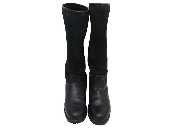Hermès ZAPATOS HERMES BOTAS 36 CAVALERAS EN CUERO NEGRO Y SEDA FORRADAS - vista 7