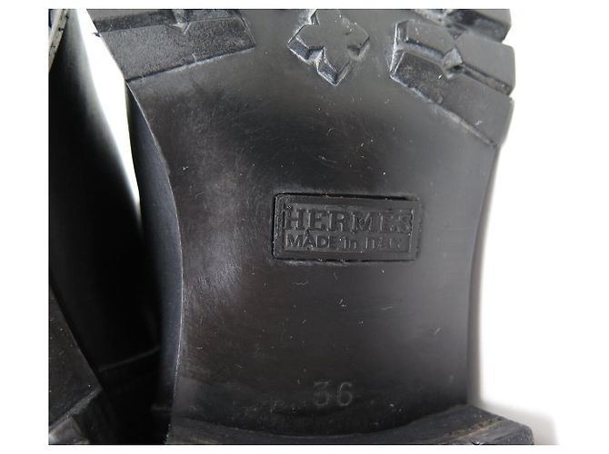Hermès ZAPATOS HERMES BOTAS 36 CAVALERAS EN CUERO NEGRO Y SEDA FORRADAS - vista 9