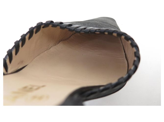 CHANEL SLINGBACK-SANDALEN 40 AUS GRAUEM LEDER MIT BOX - Ansicht 10
