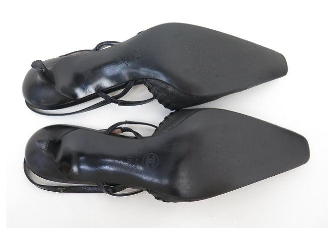 CHANEL SLINGBACK-SANDALEN 40 AUS GRAUEM LEDER MIT BOX - Ansicht 6