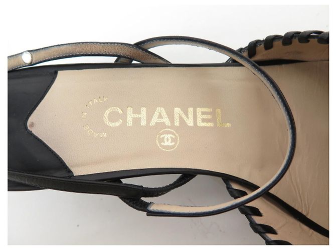 CHANEL SLINGBACK-SANDALEN 40 AUS GRAUEM LEDER MIT BOX - Ansicht 9