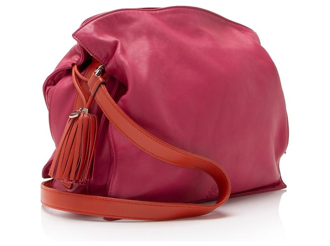 Borsa a spalla Loewe Mellow Nappa Flamenco con frange Arancione - vista 2