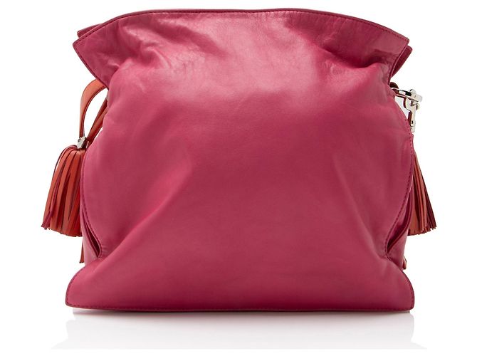 Borsa a spalla Loewe Mellow Nappa Flamenco con frange Arancione - vista 3