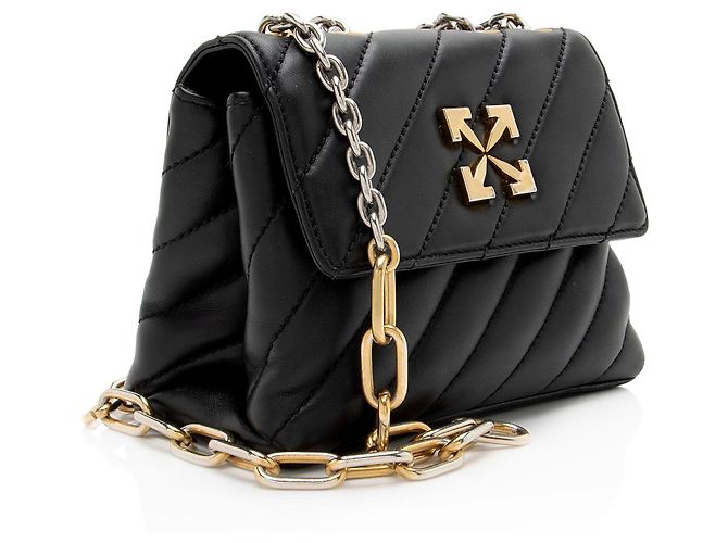 Off White Off-White Jackhammer 19 Schultertasche aus gestepptem Leder mit Kette Schwarz - Ansicht 2