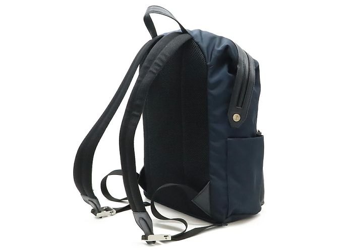 Fendi Logo Nylon-Leder-Rucksack Blau - Ansicht 2