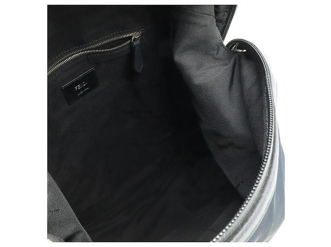 Fendi Logo Nylon-Leder-Rucksack Blau - Ansicht 7