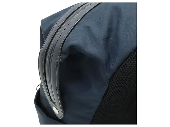 Fendi Logo Nylon-Leder-Rucksack Blau - Ansicht 8