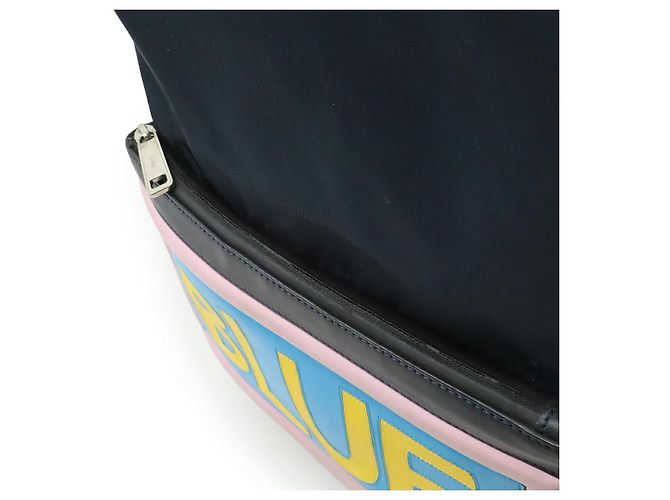 Fendi Logo Nylon-Leder-Rucksack Blau - Ansicht 9