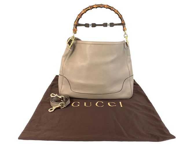 Borsa a Spalla in Pelle Gucci Bamboo Diana Marrone Beige - vista 10