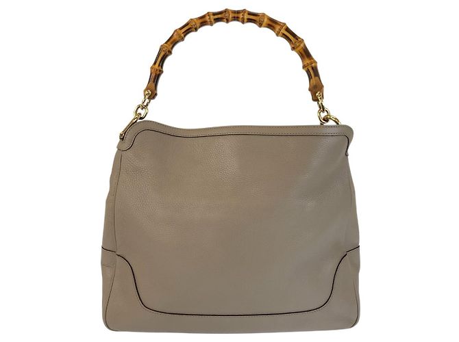 Borsa a Spalla in Pelle Gucci Bamboo Diana Marrone Beige - vista 2