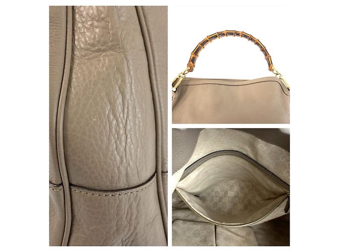 Borsa a Spalla in Pelle Gucci Bamboo Diana Marrone Beige - vista 5