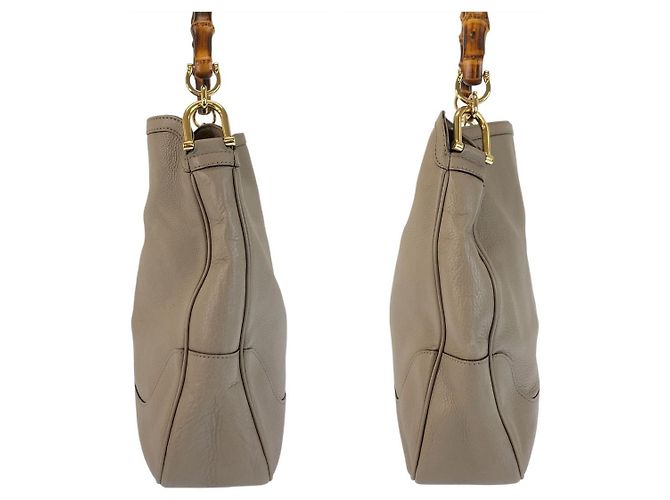 Borsa a Spalla in Pelle Gucci Bamboo Diana Marrone Beige - vista 7