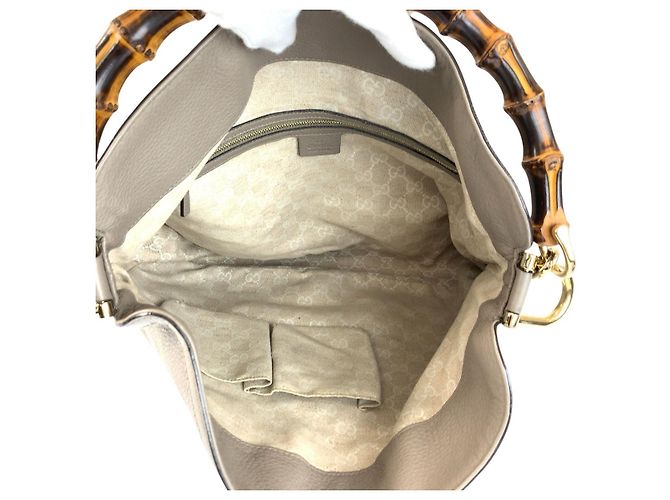 Borsa a Spalla in Pelle Gucci Bamboo Diana Marrone Beige - vista 8