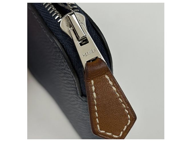 Monedero compacto de seda Azap de Hermès Azul marino - vista 4