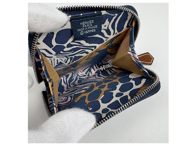 Monedero compacto de seda Azap de Hermès Azul marino - vista 5