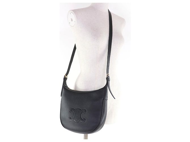Céline CELINE 11725 Pelle Triomphe Eloise Piccola Borsa in Pelle Nero - vista 10