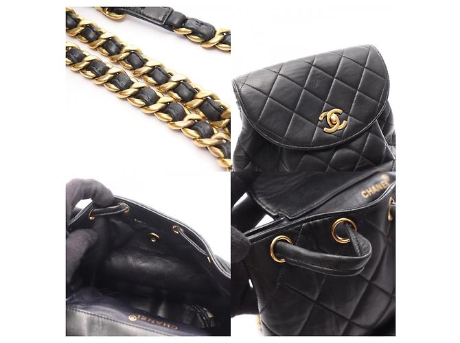 Timeless Chanel Matelassé Lammfell Rucksack Schwarz - Ansicht 10