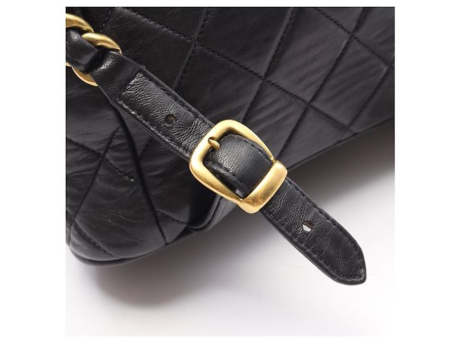 Timeless Chanel Matelassé Lammfell Rucksack Schwarz - Ansicht 9