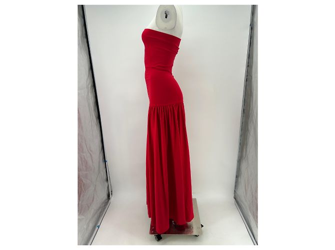 Vestido longo vermelho sem alças By Malene Birger - vista 3